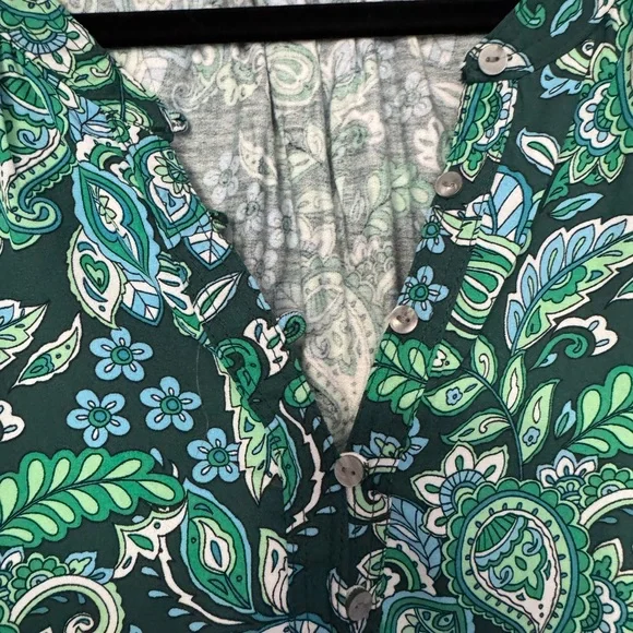 LOFT Teal and Blue Paisley Blouse - Picture 3 of 4